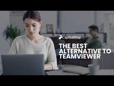 Carrera Software | Woman working on a laptop with promotional text for Splashtop remote desktop software.